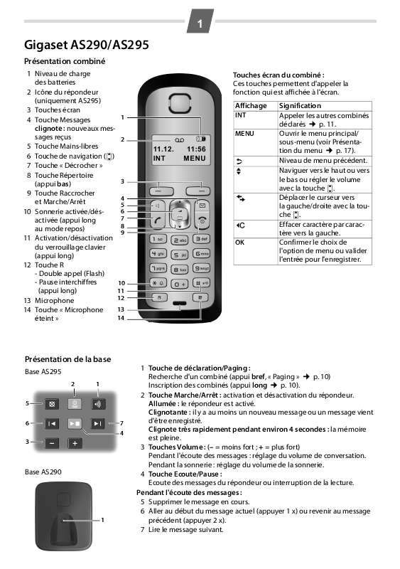 Notice SIEMENS GIGASET AS295 téléphone sans fil Trouver une solution